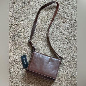 GENICCI Brown Leather Crossbody Bag